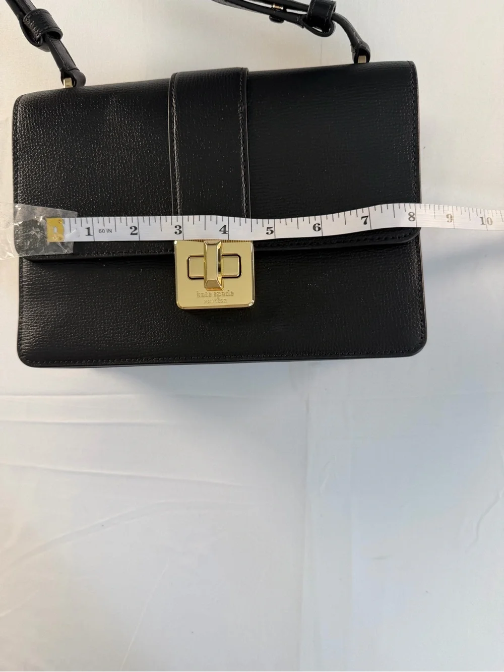 Kate Spade Phoebe turn lock Black Leather Shoulder Bag with Gold Hardware